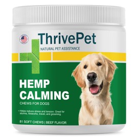 ThrivePet Hemp Calming Chews for Dogs - 81 Count | Beef Flavor - Dog Calming Supplement - Vet Approved