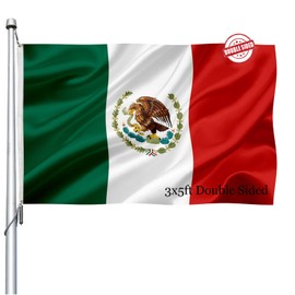 Mexico MX Flag 3x5 Outdoor Double Sided - Vivid Color Polyester Canvas Header and 4 Rows Stitched - Mexican National Flags with Brass Grommets