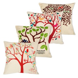 Fundas de cojín decorativas de 45 x 45 cm (4 piezas) para decoración de coche o casa, Bird on the Tree, 45.27 cm x 45.72 cm, 1
