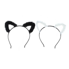 Leadigol 2 PCS Plush Cat Ear Headband, Women Cute Plush Hairband Headband Washing Face Hair Hoop Party Cartoon Hair Accessories for Women Girl