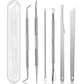 Kit de herramientas de pedicura para uñas encarnadas, 7 piezas, kit de manicura de uñas de acero inoxidable, tratamiento de cuidado de uñas para corrección de uñas, esmalte para alivio del dolor, color verdadero, juego de 7 piezas (color verdadero)