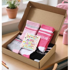 Jeasona 5 Pairs School Child Socks Boy Girl First Day of School Gift Boys Girls 6 Years - 8 Years First Day of School Gift, Multicolor-U0145A, 31 - 34
