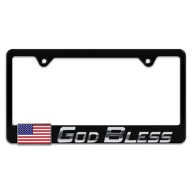 Elektroplate Patriotic God Bless American Flag Black All-Metal Standard Size Premium 3D License Plate Frame Tag Holder for Cars/SUVs/Trucks Weather-Proof Automotive Accessory