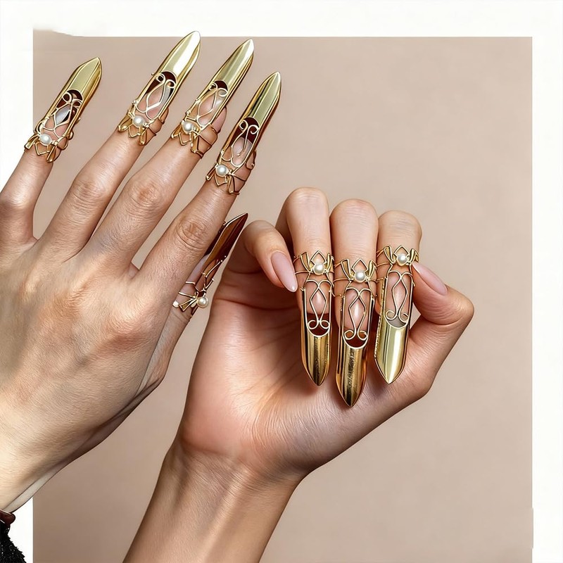 Ouliget Adjustable Fingernails,Middle Ages Court Style Queen Fingernail, Reusable Detachable