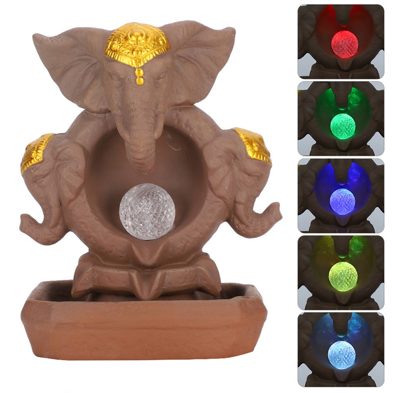 Incense Burner Backflow Waterfall Incense Holder Home Decorations with LED