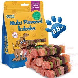 gazeupon Dog Treats, Multi-Flavored Kabobs Treats, High Protein Dog Chews, Made with Real Chicken, Duck, Beef, Rabbit, Salmon