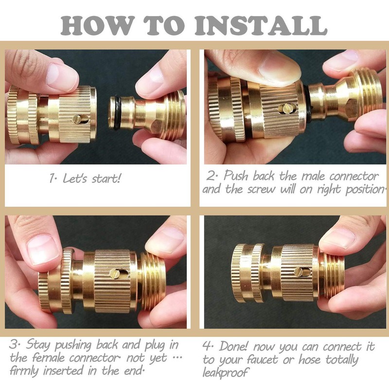 Tesmotor Garden Hose Nozzle Connect Kit, 3/4 inch Female Thread