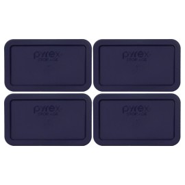 Pyrex 7214-PC Rectangle 4.8 Cup Storage Lid Cover Blue 4PK for Glass Dish