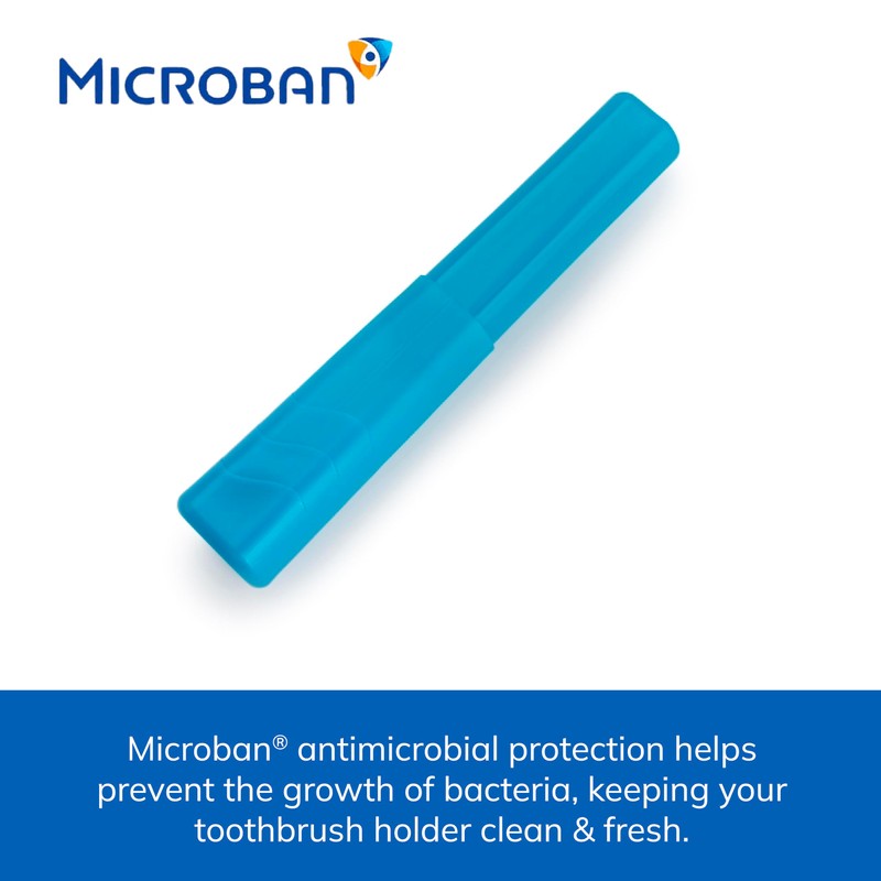 Sprayco StandingTravel Toothbrush Holder with Microban, Blue & Black, 2-Pack