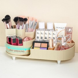 Winter Shore Rotating Vanity Makeup Storage, beige
