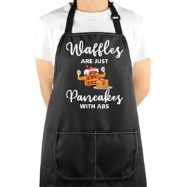 VAMSII Waffle Lover Apron With Pockets Waffles Are Just Pancakes With Abs Adjustable Apron Foodie Kitchen Gift (Waffles Are Just Pancakes With Abs A)