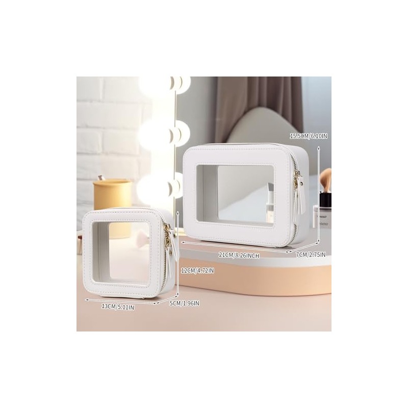 Pinkmik - Bolsa de maquillaje transparente para maquillaje portátil, bolsa