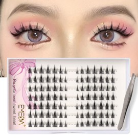 EMEDA Cluster Eyelashes, 98 Pieces, Manga Eyelashes, 7 Pairs, DIY Eyelash Extensions, Cat Eye Eyelashes with Tweezers, C Curl, Natural False Eyelashes, Eyelash Bands (Manga Lashes)