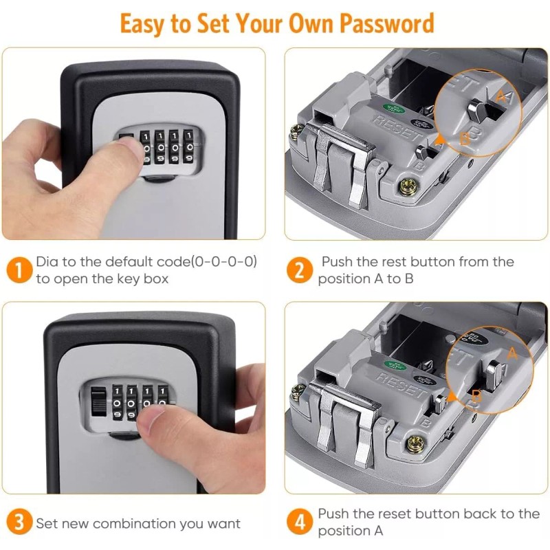 Fayleeko Key Lock Box Wall Mounted, 4 Digit Combination Lockbox