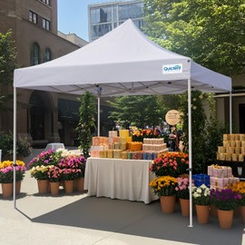 Quictent 10x10 Heavy Duty Pop up Canopy Tent, Commercial Grade Instant Shelter with Wheeled Bag for Outdoor, Beach, Parties, Markets, 500D Silver Coated UPF 50+ Sun Shield