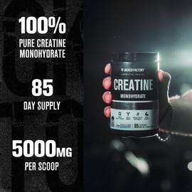 Jacked Factory Flavored Creatine Monohydrate Powder 578g - Creatine Supplement for Muscle Growth, Strength & Performance - 85 Servings, Blue Raspberry | Jacked Factory