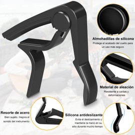Guitarra Capo para Guitarra Acústica y Eléctrica, 12 Piezas Cejilla para Guitarra, Ukulele Capo, Capotraste para Guitarra con 10 Puas para guitarra y 1 Estuche de púas de guitarra