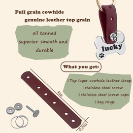DORUI Pet ID Tag Silencer - Dog & Cat Collar Leather Connector | Holder Up to 4 Dog Tags(Red)