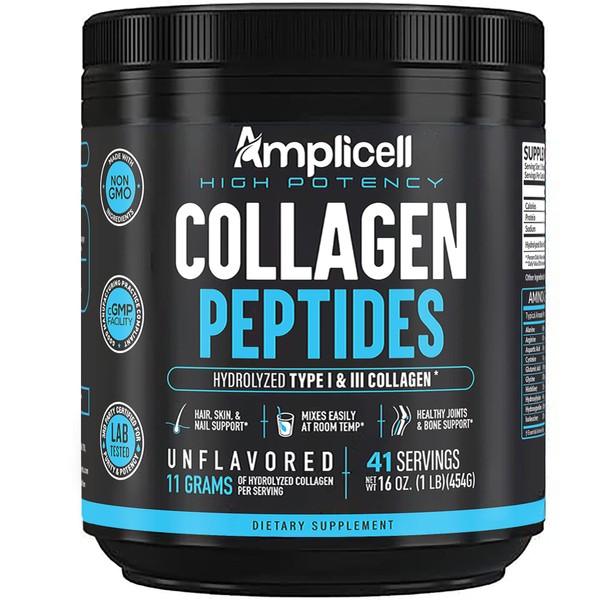 Collagen Peptides - Hydrolyzed Collagen Powder - Type 1 & Type 3 Multi Collagen Protein Powder - Collagen Peptides Powder Unflavored - Collagen Supplements for Skin, Nails & Hair - 41 Servings