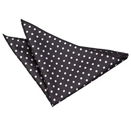 DQT Woven Polka Dot Classic Patterned Fashion Casual Pocket Square Handkerchief - Black