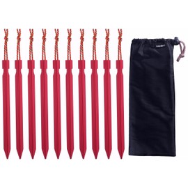 Umineko Tent Peg, Long, 7.9 inches (20 cm), Duralumin, 9.8 inches (25 cm), Set, Red
