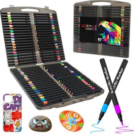 80 Colores Rotuladores Acrilicos con Pincel a Base de Agua, Resistente al Agua,para Proyectos Creativos,De Dibujo Profesional y Para Niños Caligrafía,Bocetos,Dibujo