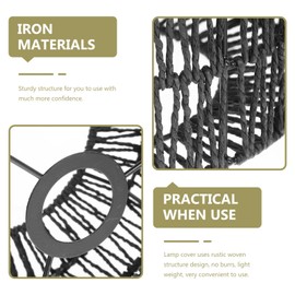 Luxshiny Rattan Lamp Shade, Cylinder Woven Lampshade Boho Lamp Shades Replacement Rustic Ceiling Light Covers for Floor Lamps Pendant Light Chandelier Wall Sconces Black