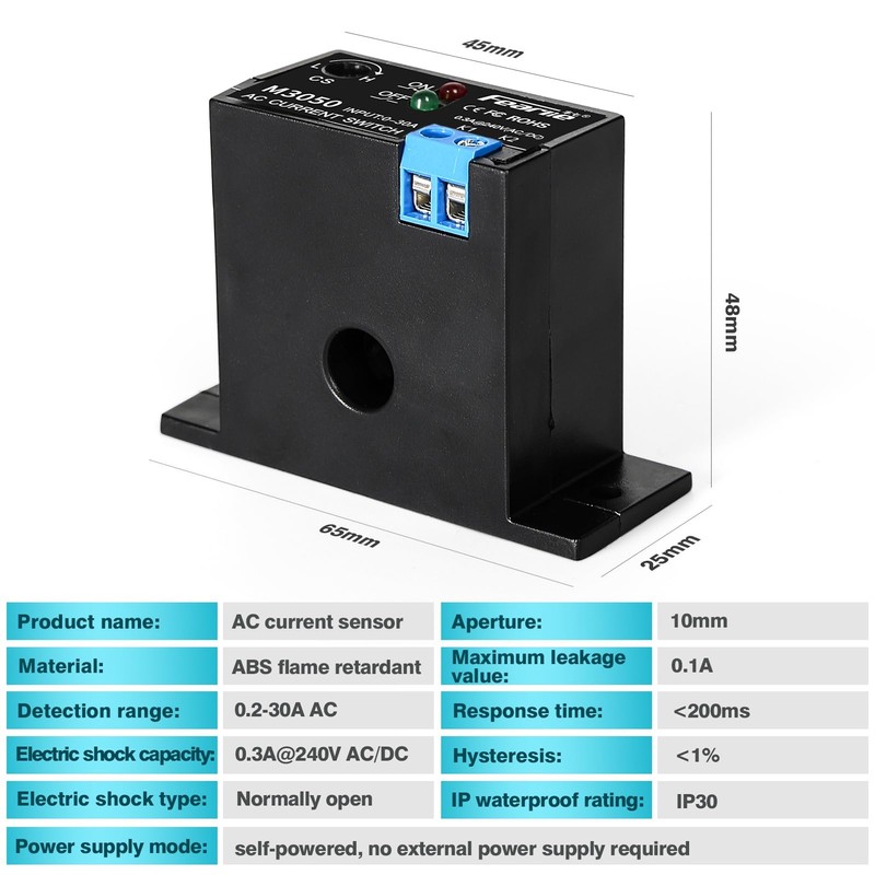 Jadeshay Current Meter Switch AC 240V 0.2-30A Adjustable AC Current