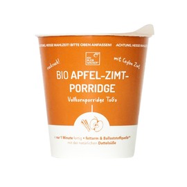 bleibwacker Organic Apple Cinnamon Porridge 80 g Delicious Breakfast in a Cup for on the Go Without Milk. Vegan.