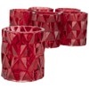 Koyal Wholesale 3" Tall Red Modern Multifaceted Glass Candle Holders,