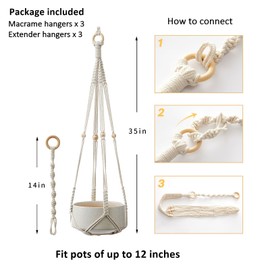 CADNLY Macrame Plant Hangers Indoor - Hanging Plant Holder with Extender Plant Hangers - Boho Hanging Planters for Indoor Plants - Hanging Macrame Plant Holder - Rope Plant Hangers Outdoor Pot Holder
