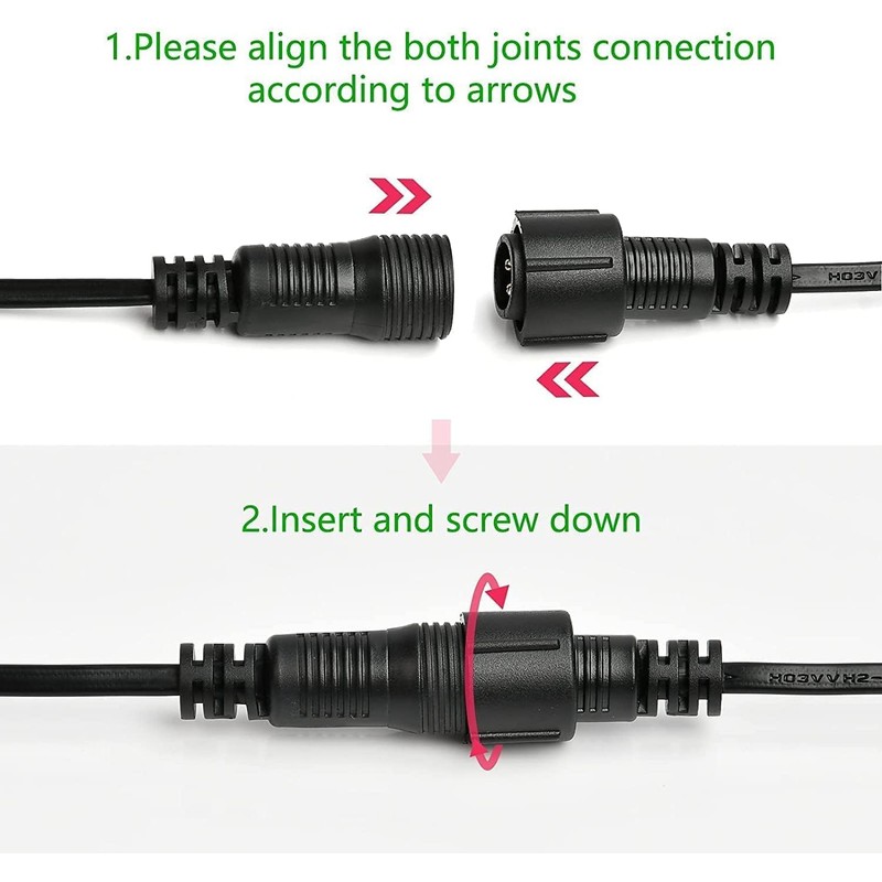 Bexdir Waterproof Extension Cable 2Pin,16AWG Extension Lead Waterproof Cord,IP68 Extension