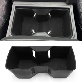 Yumzeco Compatible with 2024 Toyota Tacoma Cup Holder Insert, 2024 Tacoma Center Console Cup Holder, TPE Console Cup Holder for 2024 Tacoma Accessories(Cup Holder in Front of armrest Box)