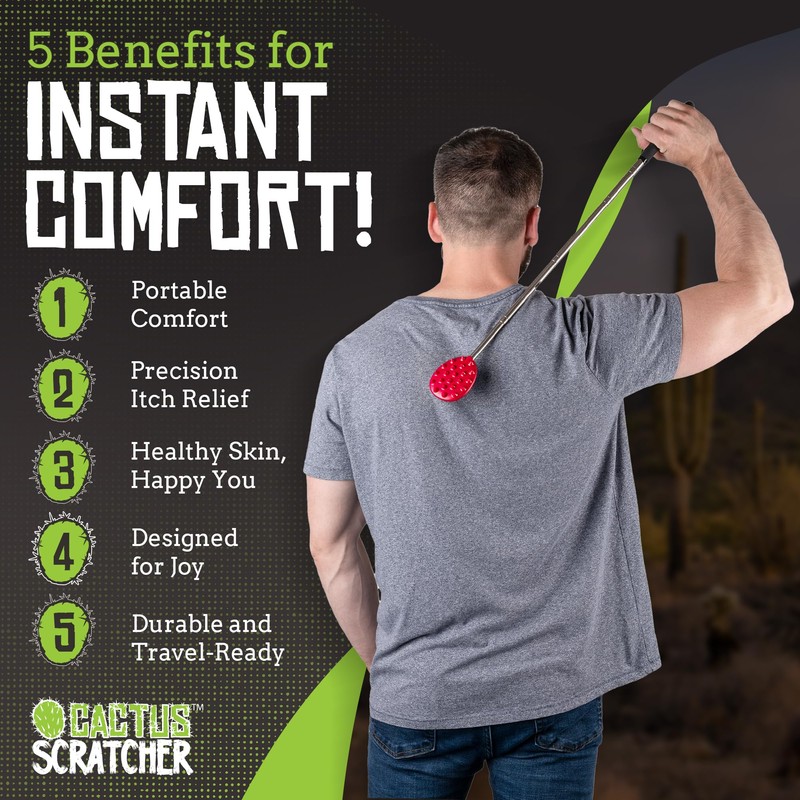 Cactus Extendable Back Scratcher for Women & Men, 24.5" Long