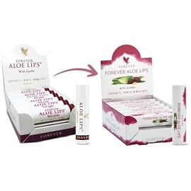 Forever Living - Forever Aloe Lips - Ultimate Lip Care para cualquier clima - Bálsamo labial hidratante con áloe, jojoba y cera de abejas, vegano, paquete de 12