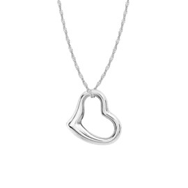 Carissima Gold Women's 9 ct White Gold 12 x 10 mm Heart Slider Pendant on 9 ct White Gold 0.9 mm Twist Curb Chain Necklace of Length 41 cm/16 Inch