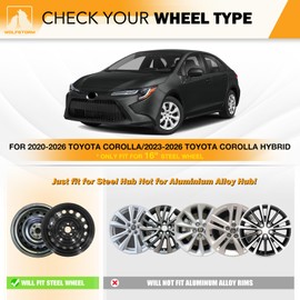 WOLFSTORM 16" Hubcaps for Toyota Corolla 2009-2026/ Corolla Hybrid LE 2023-2026/ Matrix 2009-2014 Steel Wheels, R16 Car Hubcaps Snap On Installation 16 Inch Wheel Rim Cover Set of 4, Black Lacquer