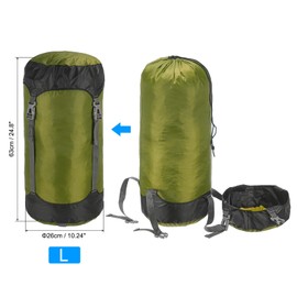 PATIKIL Compression Stuff Sack, 25L L Size Waterproof Sleeping Bag Storage Sack Portable Compression Bag for Backpacking Camping, Dark Green