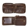 Genuine Leather Men Wallet Zipper RFID Blocking Vintage Bifold Wallets