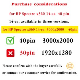 HPDELGB Screen for HP Spectre x360 14-ea 14t-ea M22155-001 M22154-001 M22156-001 Series 3K2K UHD LCD Touch Screen Display Digitizer Assembly No Bezel (3000x2000 OLED Type) Only for 40 Pin