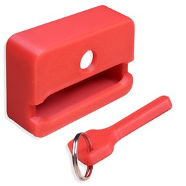 Decoralin Seatbelt Buckle Guard – Red Safety Cover with Keychain Release Key – Prevents Unbuckling by Kids & Dementia Patients – Durable Plastic Seat Belt Lock for Extra Passenger Safety