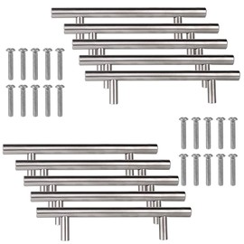 Vegena Pack of 10 Furniture Handles, Stainless Steel Handles, Kitchen Handles, Cupboard Handles, Drawer Handles, Railing Handles, Hole Spacing, 96 mm, Railing Handles for Cupboard, Drawer, Wardrobe,
