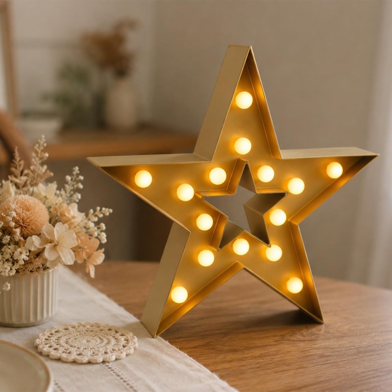 13 Inch Gold Star Marquee Sign