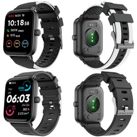Fashion Smartwatch Fitness Tracker Men Women with Phone Function [2 Watch Straps] Alexa Built-In 1.8 Inch HD Sports Watch with Sleep Monitor Pedometer IP68 Waterproof Fitness Watch for Android iOS