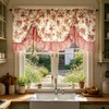 Country Rose Floral Valance Curtain Tie Up Gingham Ruffled Swag