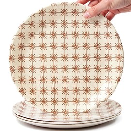 ilohaus Bamboo Plates for Kids - 4-Pack 8" Toddler Plates, Reusable Durable Dinnerware for Children, BPA-Free Reusable Bamboo Fiber Dinnerware, Dishwasher Safe, Made from Non-Harmful Materials