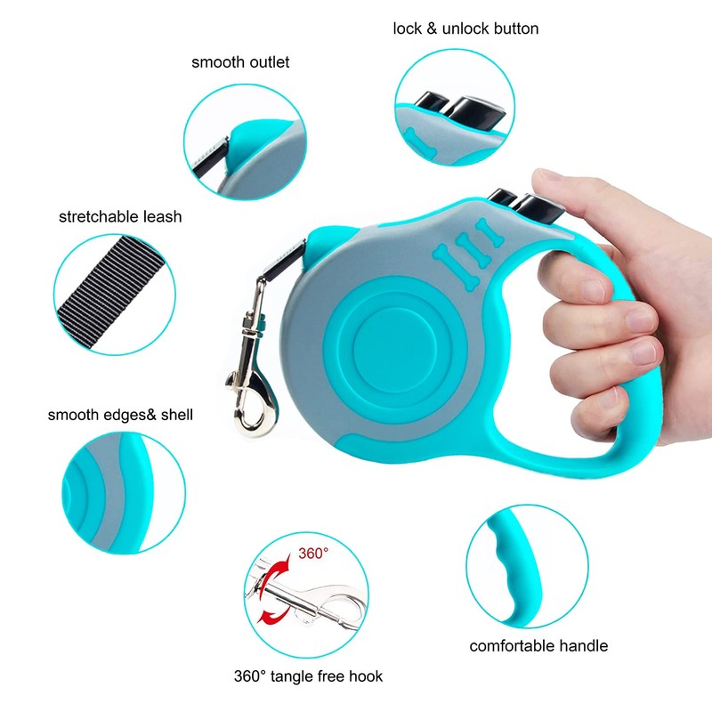 Retractable Dog Leash Lightweight 10/16FT Leash with Non-Slip Handle, for