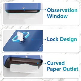 Paper Towel Dispenser Wall Mount - Adhesive Paper Wowel Holder for Bathroom Compact, Touchless Hand Towel Dispenser for Kitchen 200 Sheet