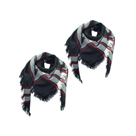 Black Red Wool Plaid Oversized Blanket Scarf 2 Pack Set