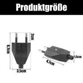 Powice Euro Plug, Pack of 6 Schuko Plugs, Plug 230 V, Euro Plug Flat, Flat Plug, Schuko Plug Flat (250 V, 2.5 A), Power Plug for Europe (Black)